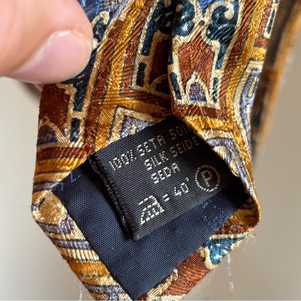 Ermenegildo Zegna Bronze Architecture Window Luxury Silk Tie 59” Long 4” Wide - Picture 7 of 8